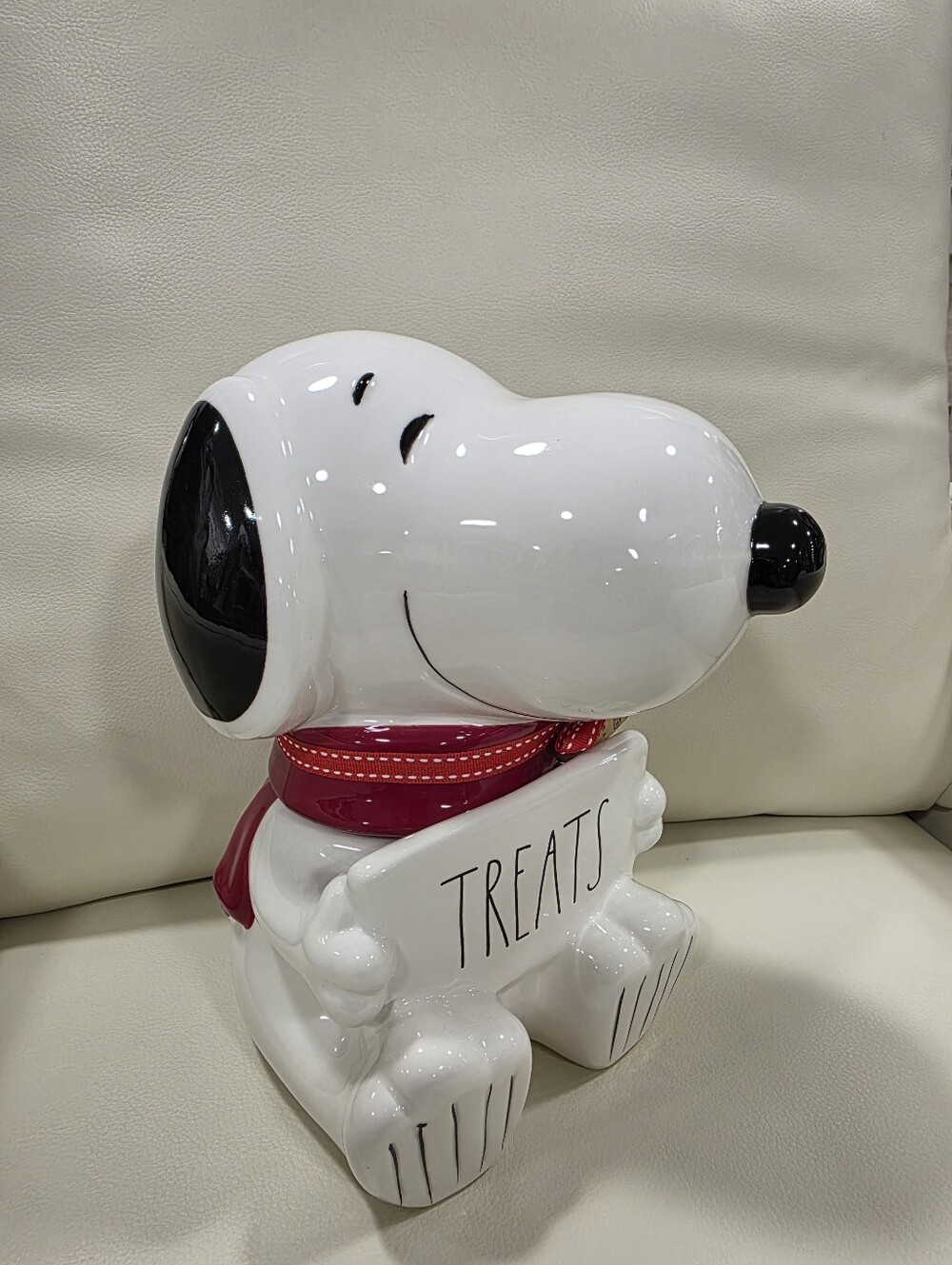 Snoopy Treats Jar - White with Red Scarf